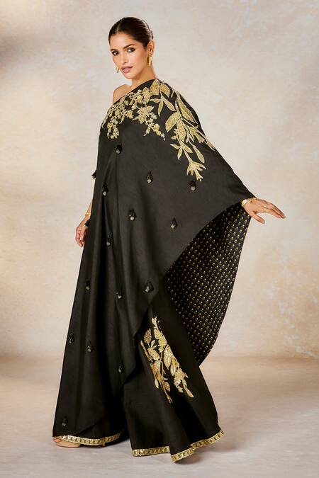 Buy_Masaba_Black Viscose, Silk Zari, Embroidery, Mirrors, Raat Rani Tunic With Sharara _Online_at_Aza_Fashions