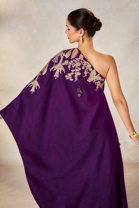 Shop_Masaba_Purple Viscose, Silk Zari, Embroidery, Metallic Raat Rani Tunic With Sharara _Online_at_Aza_Fashions