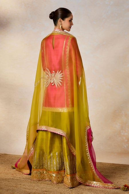 Shop_Masaba_Pink Organza, Rayon, Embroidery, Patchwork, Meetha Paan Sharara Set _at_Aza_Fashions