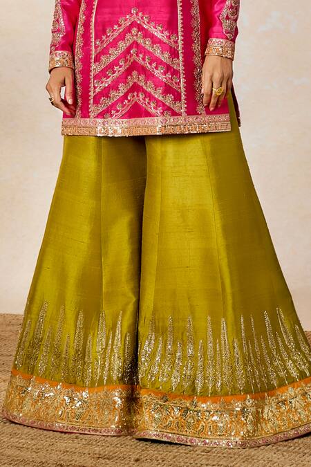 Buy_Masaba_Pink Organza, Rayon, Embroidery, Patchwork, Meetha Paan Sharara Set 