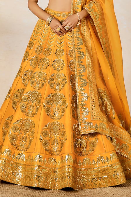 Masaba Yellow Organza, Motichur Sonmukhi Motif Bridal Lehenga Set Online at Aza Fashions Masaba_Yellow Organza, Motichur Sonmukhi Motif Bridal Lehenga Set _Online_at_Aza_Fashions