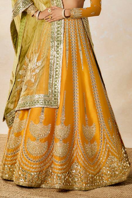 Masaba_Yellow , Tulle, , Imarti Raj Pankh Bridal Lehenga Set _Online_at_Aza_Fashions