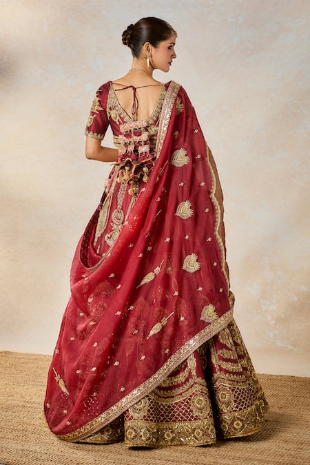 Masaba Cherry Gulab Kalash Embroidered Bridal Lehenga Set 