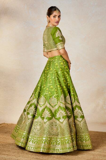 Buy Masaba Green Silk Organza, Hemp, Soda Shikankji Chand Phool Print And Bridal Lehenga Set Online at Aza Fashions Buy_Masaba_Green Silk Organza, Hemp, Soda Shikankji Chand Phool Print And Bridal Lehenga Set _Online_at_Aza_Fashions