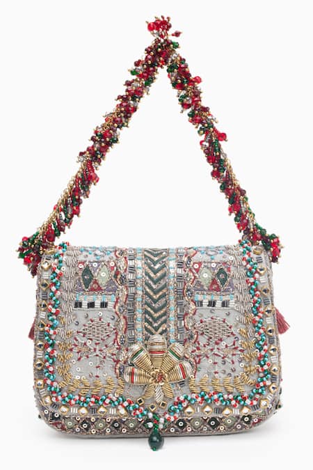 Doux Amour Noor Bloom Zardozi & Marodi Embroidered Handbag 