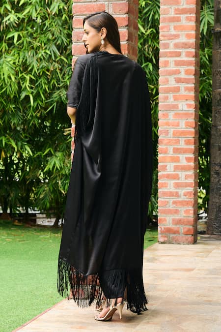 Ohaila Khan Sanaz Tassel Border Embellished Cape Skirt Set 