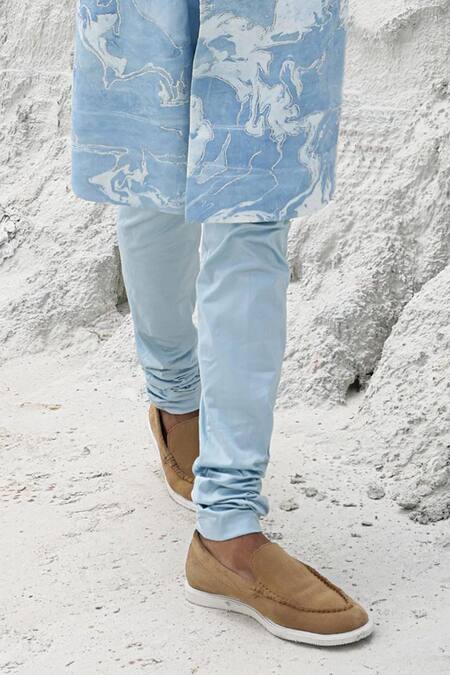 PIRI INDIA Blue Crepe, Satin, Silk Cut Work Marble Print Sherwani Set Online at Aza Fashions PIRI INDIA_Blue Crepe, Satin, Silk Cut Work Marble Print Sherwani Set _Online_at_Aza_Fashions