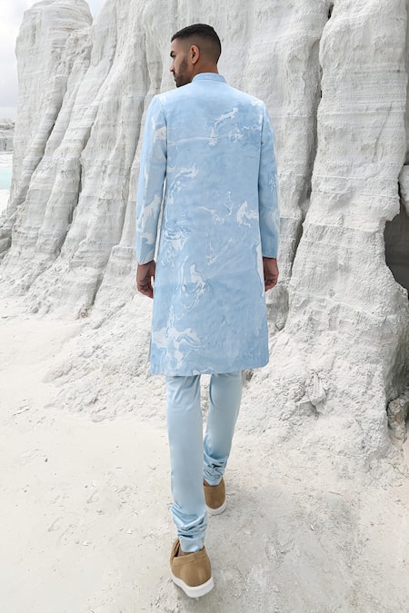 PIRI INDIA Marble Print Sherwani Set 