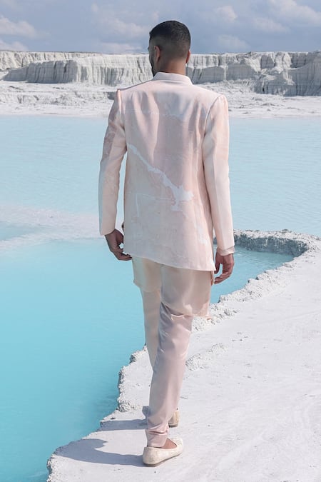 PIRI INDIA Marble Print Sherwani & Kurta Set 