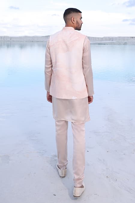 PIRI INDIA Marble Print Bundi & Kurta Set 