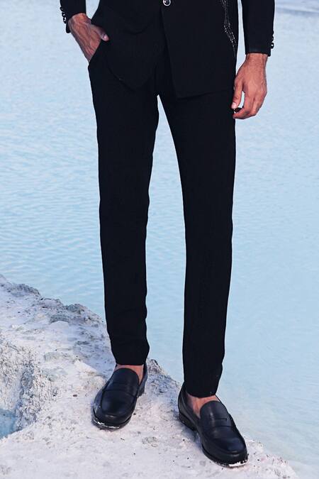 PIRI INDIA_Black Cut Work Cutdana Embroidered Bandhgala Set _Online_at_Aza_Fashions