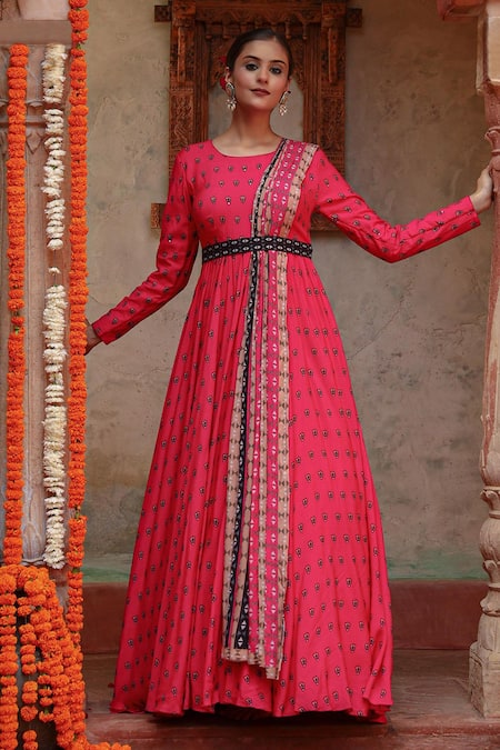 Gazab by Miku Kumar Divija Printed Anarkali With Dupatta 