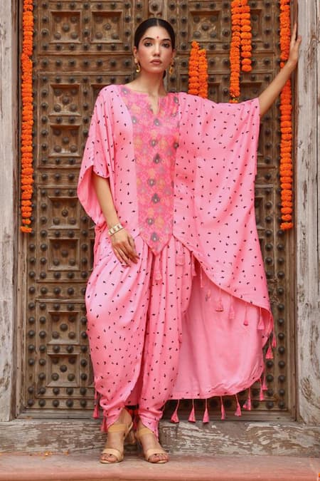 Gazab by Miku Kumar Eta Printed Kaftan With Dhoti Pant 