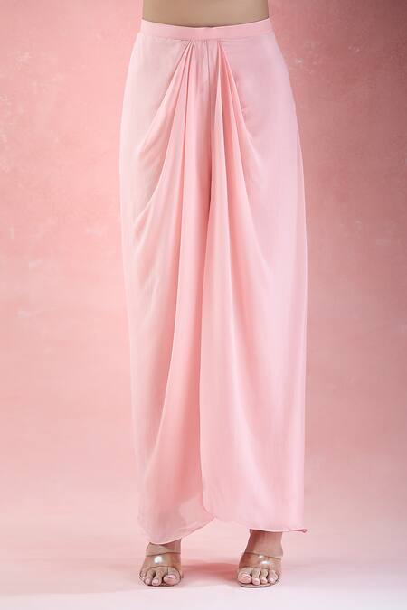 Samyukta Singhania_Orange V-neck Floral Hand Embroidered Kaftan And Palazzo Set_at_Aza_Fashions