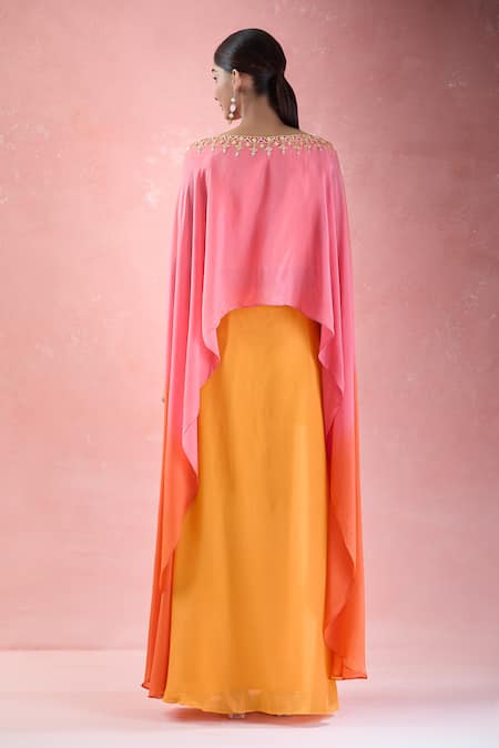 Samyukta Singhania Hand Embroidered Kaftan With Draped Skirt 