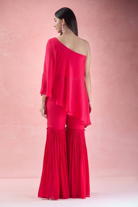 Samyukta Singhania Hand Embroidered Asymmetric Tunic With Gharara 