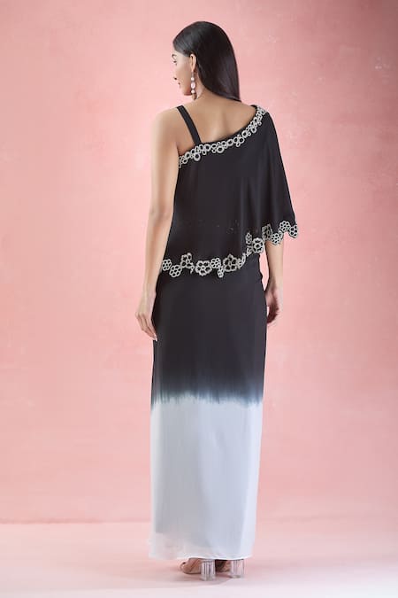 Samyukta Singhania Asymmetric Hand Embroidered Crop Tunic With Skirt 