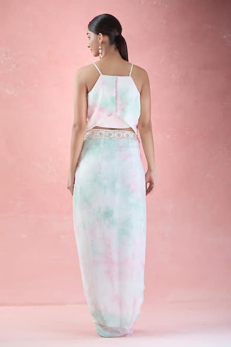 Samyukta Singhania Hand Embroidered Tunic With Draped Skirt 