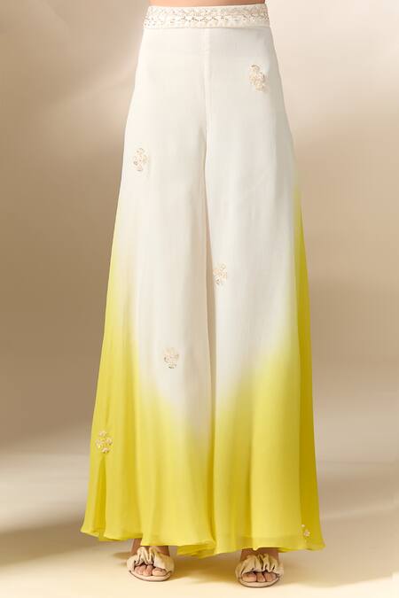 Samyukta Singhania White Crepe Embroidery Collared Tassel Detailed Shirt With Pant at Aza Fashions Samyukta Singhania_White Crepe Embroidery Collared Tassel Detailed Shirt With Pant_at_Aza_Fashions