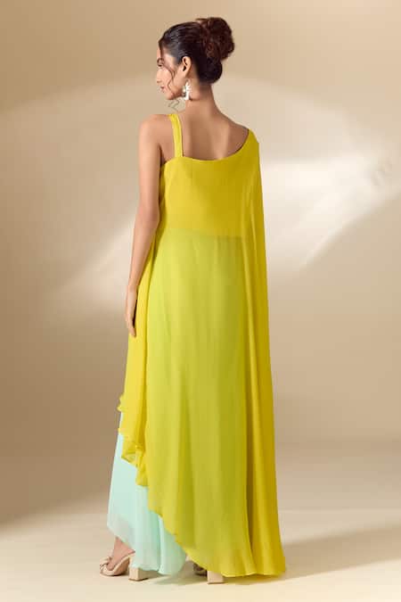 Samyukta Singhania Hand Embroidered Asymmetric Tunic With Palazzo 