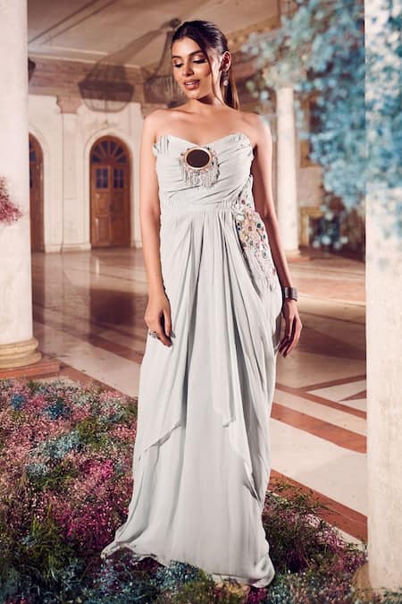 Swish By Dolcy And Simran Nayantara Embroidered Draped Gown 