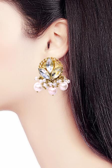 ORNAMAAS Petal Bloom Pearl Drop Earrings 