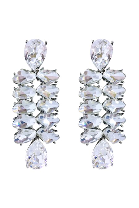 Ornamaas Petal Cubic Zirconia Embellished Danglers 