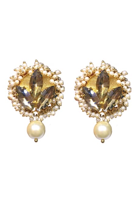 Ornamaas Petal Blossom Pearl Drop Earrings 