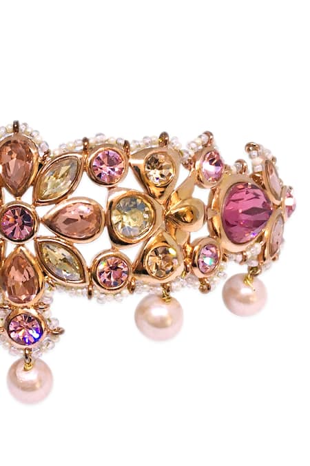 Ornamaas_Multi Color Quad Flora Embellished Choker _Online_at_Aza_Fashions