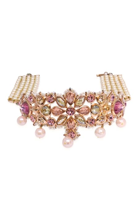 Buy_Ornamaas_Multi Color Quad Flora Embellished Choker _Online_at_Aza_Fashions