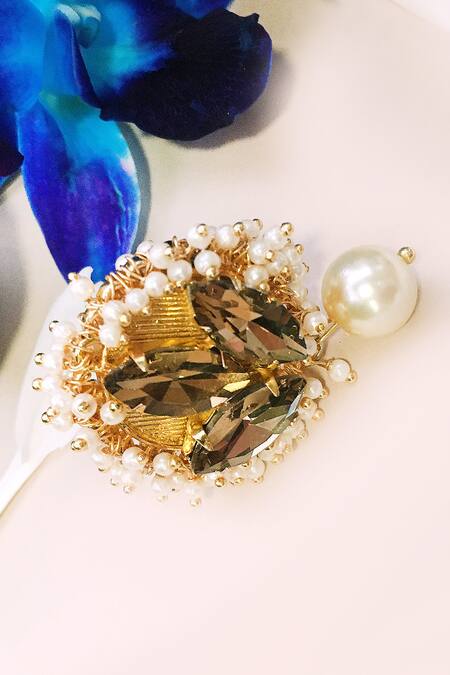 Buy Ornamaas Ivory Crystals, Pearls Bullian Bloom Embellished Ring Online at Aza Fashions Buy_Ornamaas_Ivory Crystals, Pearls Bullian Bloom Embellished Ring _Online_at_Aza_Fashions