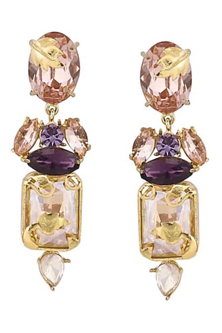 Ornamaas Blossom Crest Embellished Danglers 