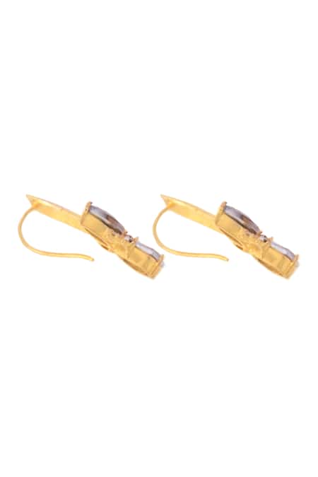 Ornamaas_Gold Plated Cubic Zirconia Petal Glory Embellished Studs _Online_at_Aza_Fashions
