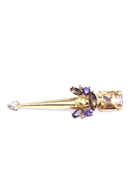 Ornamaas_Gold Plated Cubic Zirconia Spike Trellis Earrings _Online_at_Aza_Fashions