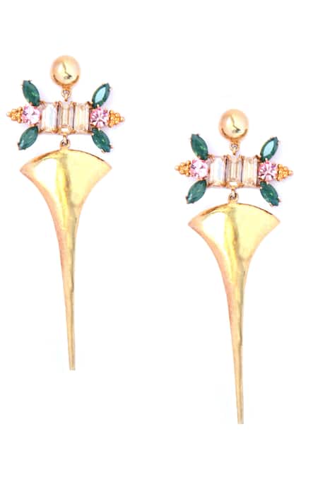 Ornamaas Floral Spike Tribe Embellished Earrings 