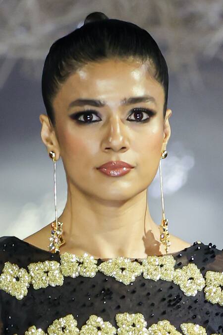 Buy_Ornamaas_Peach Crystals Fiore Vine Embellished Long Earrings _Online_at_Aza_Fashions