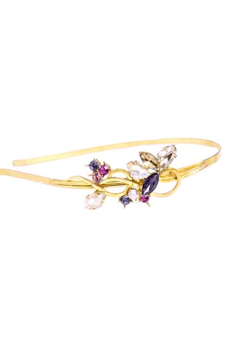 Ornamaas Gold Cubic Zirconia Inflorescence Flower Vine Headband Online at Aza Fashions Ornamaas_Gold Cubic Zirconia Inflorescence Flower Vine Headband _Online_at_Aza_Fashions