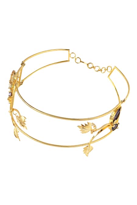 Shop_Ornamaas_Purple Cubic Zirconia Dainty Vine Embellished Choker _at_Aza_Fashions