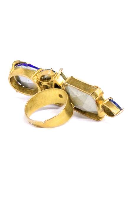 Buy_Ornamaas_Blue Crystals Inflorescence Bloom Vine Cocktail Ring _Online_at_Aza_Fashions