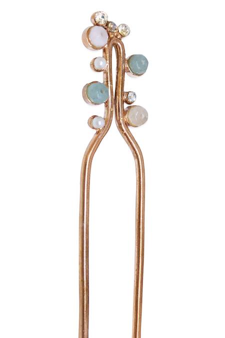 Ornamaas_Multi Color Blossom Drop Embellished Juda Pin _Online_at_Aza_Fashions