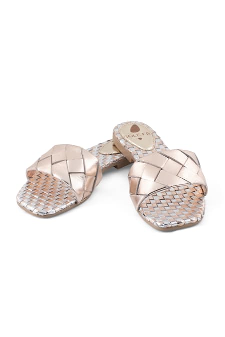 Sole Fry Twill Woven Intertwined Strap Flats 