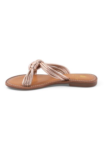 Sole Fry_Rose Gold Jenny Knotted Metallic Straps_Online_at_Aza_Fashions