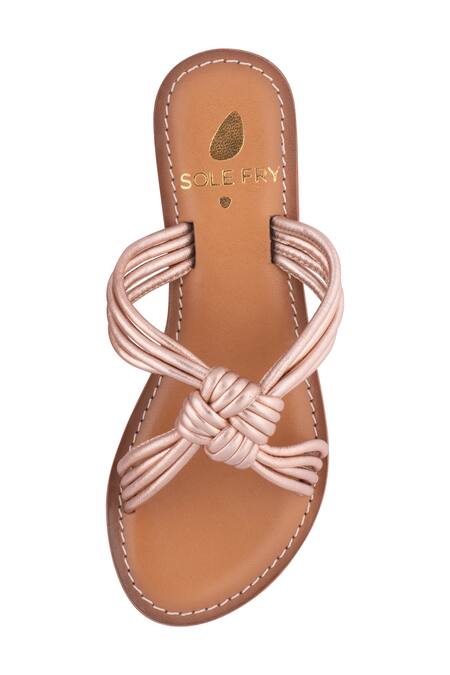 Shop_Sole Fry_Rose Gold Jenny Knotted Metallic Straps_Online_at_Aza_Fashions