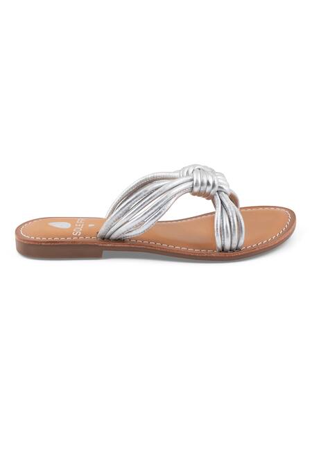 Sole Fry Silver Jenny Knotted Metallic Flats Online at Aza Fashions Sole Fry_Silver Jenny Knotted Metallic Flats_Online_at_Aza_Fashions
