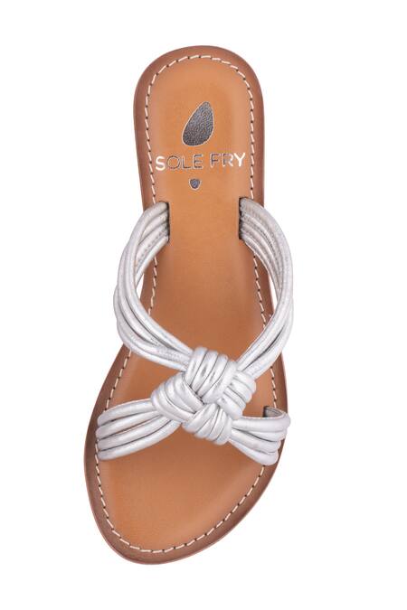 Buy Sole Fry Silver Jenny Knotted Metallic Flats Online at Aza Fashions Buy_Sole Fry_Silver Jenny Knotted Metallic Flats_Online_at_Aza_Fashions