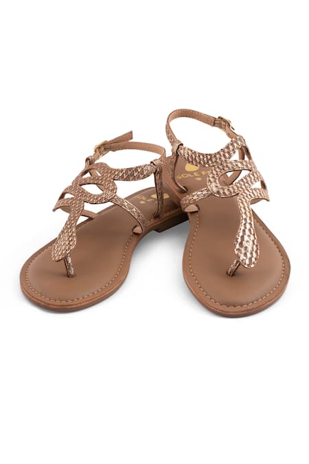 Sole Fry Serpentine Textured Buckle Strap Sandals 