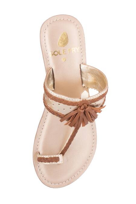 Shop Sole Fry Gold Tassels Madhuri Leather Block Heels Online at Aza Fashions Shop_Sole Fry_Gold Tassels Madhuri Leather Block Heels_Online_at_Aza_Fashions