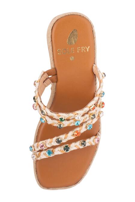 Shop_Sole Fry_Multi Color Crystals Terrazzo Embellished Wedges_Online_at_Aza_Fashions
