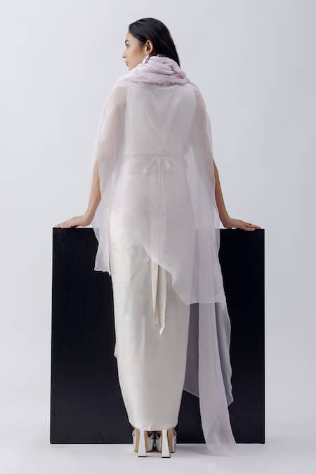 Richa Khemka Candy Crust Draped Dress With Cape 