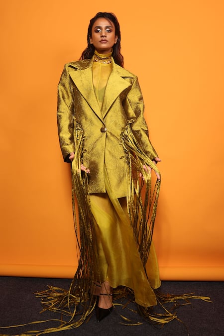 Richa Khemka Floriana High Neck Dress With Blazer 